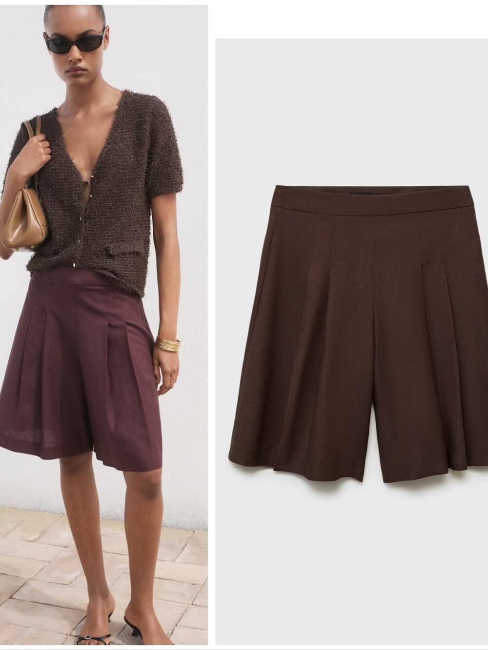MANGO Linen Blend Bermuda Shorts